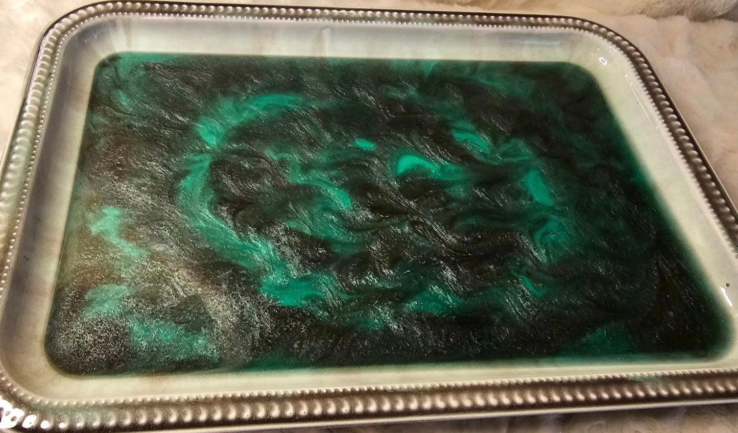 Custom Green/Black Swirl Tray