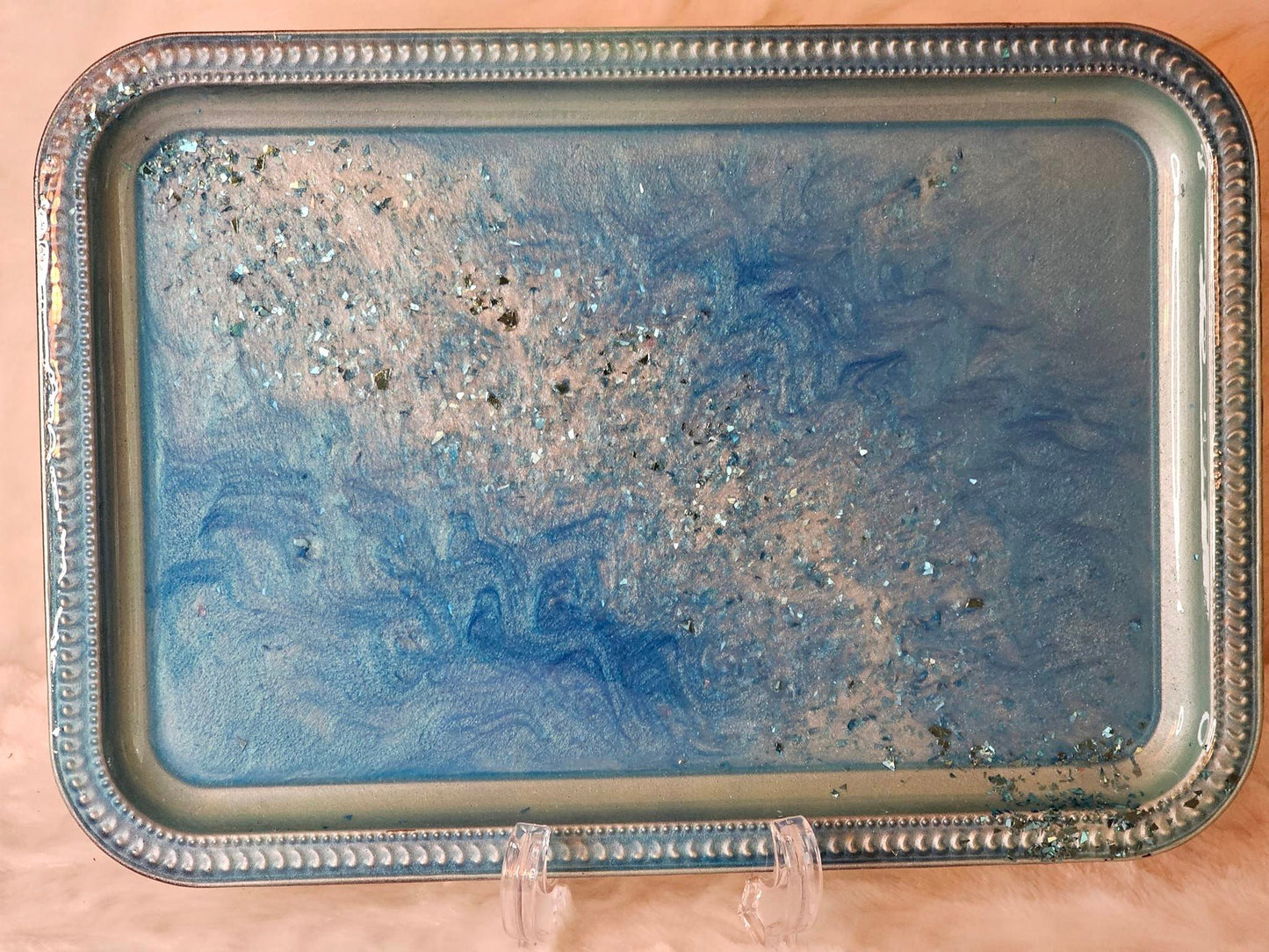 Light Blue Ocean Glitter Tray